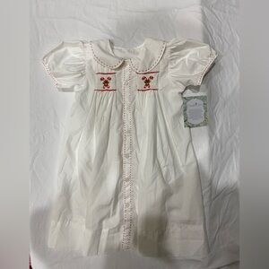 Remember Nguyen Emerald White girls Christmas dress candy canes. NWT